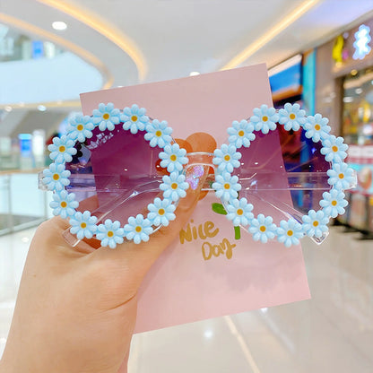 Girls Lovely Sunflower Round Frame Sunglasses