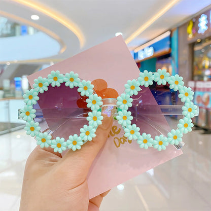 Girls Lovely Sunflower Round Frame Sunglasses