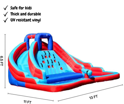 Giant Double Water Slide with Climbing Wall