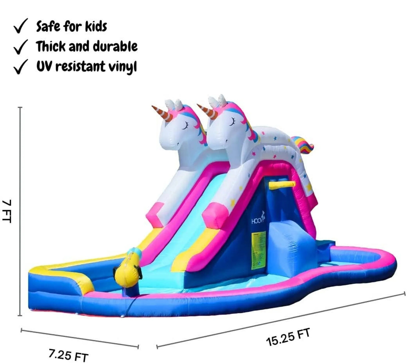 Giant Inflatable Unicorn Slide with Side Pool