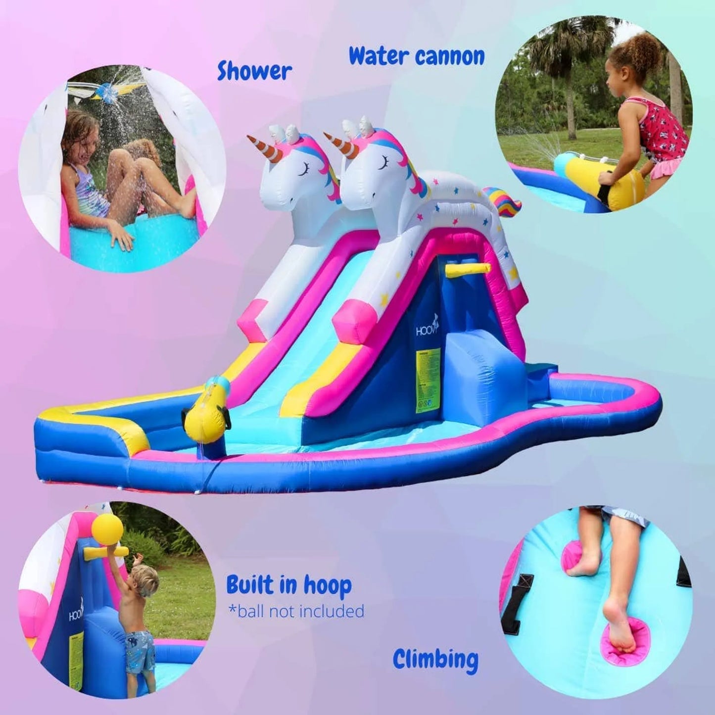 Giant Inflatable Unicorn Slide with Side Pool
