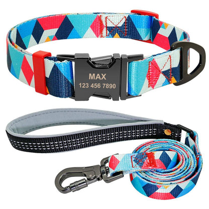 Personalized Pet Id Dog Collar With Customizable Dog Tag