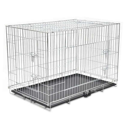 vidaXL Dog Crate 2/3 Doors w/Tray Fold Metal Pet Cage Kennel House 30"/37"/43"/48"