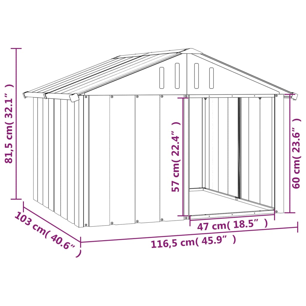 NNEVL Dog House Grey 116.5x103x81.5 cm Galvanised Steel
