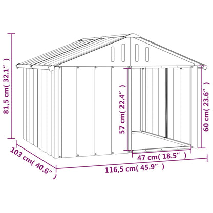NNEVL Dog House Grey 116.5x103x81.5 cm Galvanised Steel