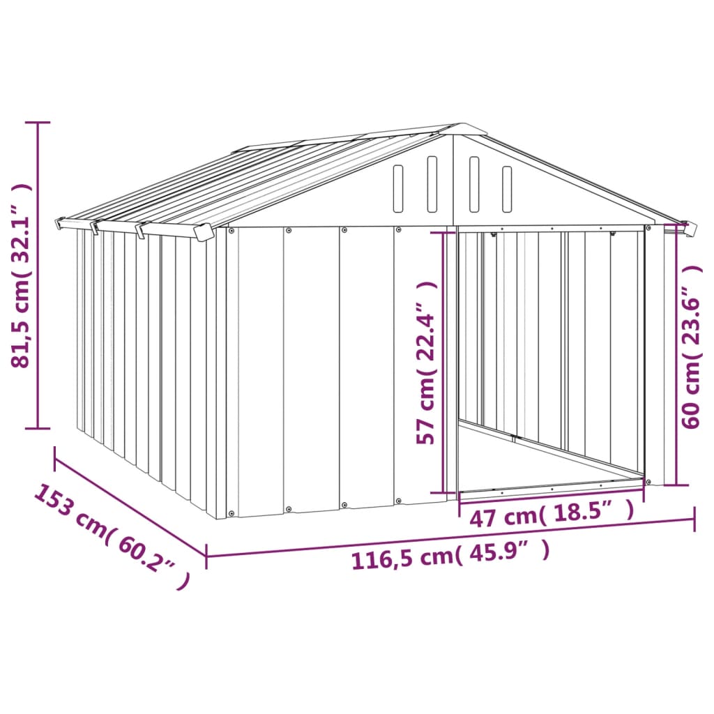NNEVL Dog House Grey 116.5x153x81.5 cm Galvanised Steel