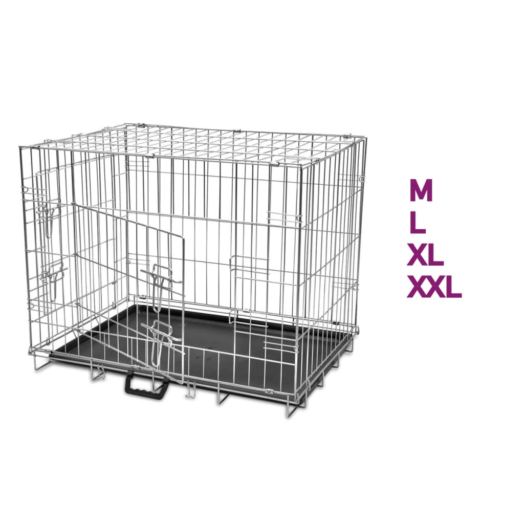 vidaXL Dog Crate 2/3 Doors w/Tray Fold Metal Pet Cage Kennel House 30"/37"/43"/48"